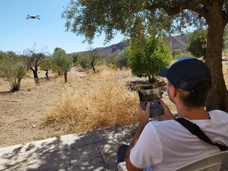 Grabación con dron en un olivar de Almería